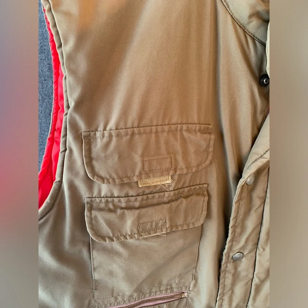 Vintage Sears Fieldmaster Mens XL Puffer Vest Brown Red Quilted Hunting Jacket